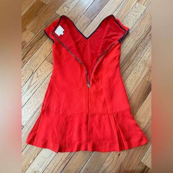 Sail to Sable Red/Navy V-Neck Ruffle Dress Women’s Size 6 - Picture 7 of 13